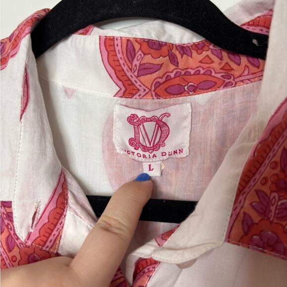 Victoria Dunn 100% cotton valentine's heart white and pink maxi dress size large - Picture 3 of 6